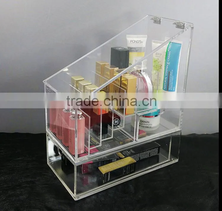 100% virgin material professional produce acrylic cosmetic case box with drawers
