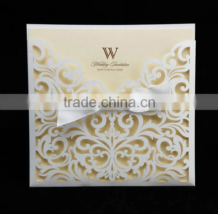 Personalised wedding invitations high quality wedding invitation card with ribbon