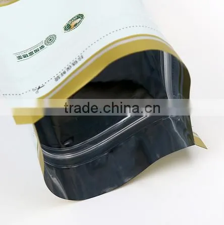 Distinctive aluminum foil lining chinese tea bag with zipper