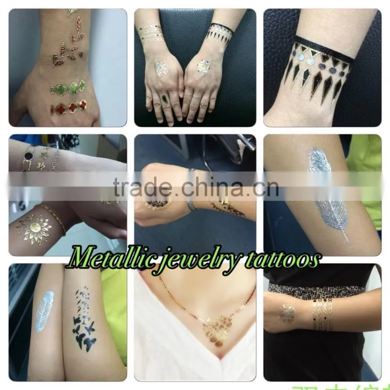 WMT096--Temporary Gold Foil Stock Tattoo Sticker