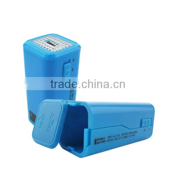 Colorful power bank powered by 4pcs of AA batteries suitable for charging all the cell phones