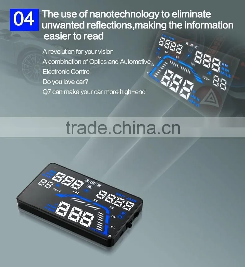 Q7 HUD 5.5 inch Car GPS Head Up Display Windscreen Projector Vehicle Speed Warning Fuel Consumption Car Driving Data Diagnosis