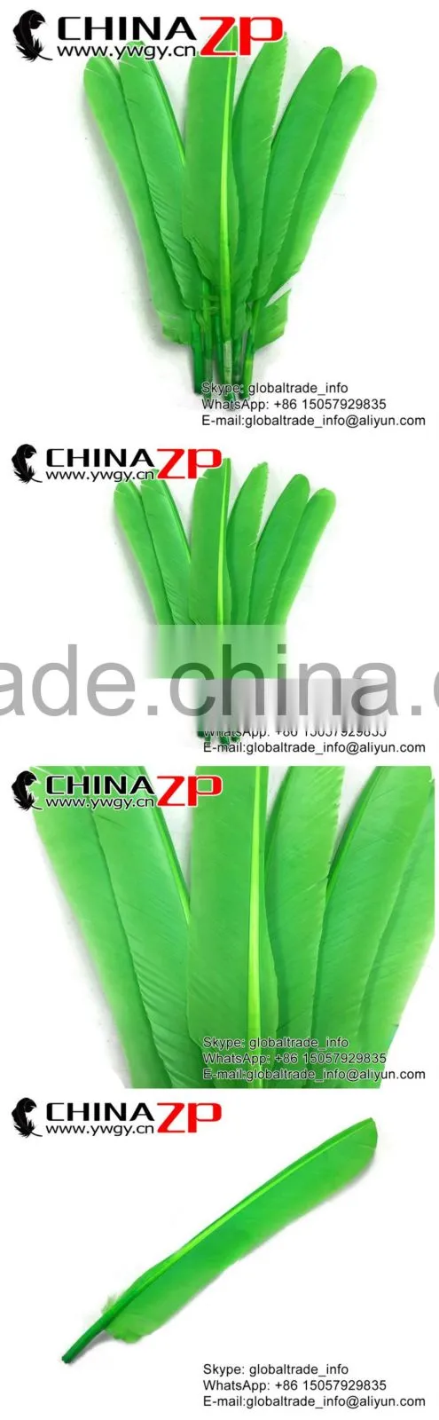 CHINAZP Crafts Factory High Quality Cheap Dyed Lime Green Turkey Pointers Quill Large Feathers
