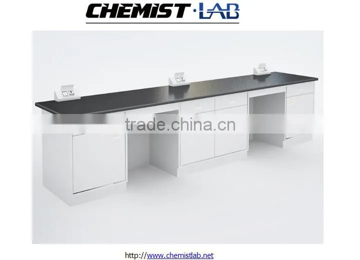 Heavy Duty Steel Physical Lab Work Table With Full Height Drawers & Epoxy Resin Top