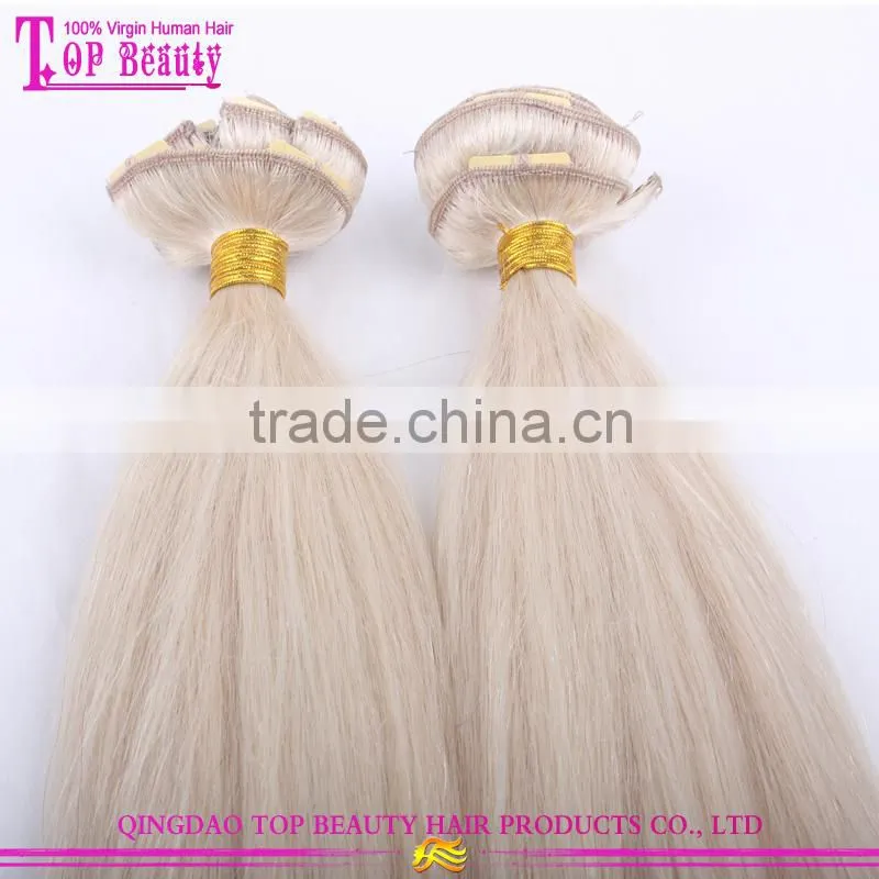Wholesale best feedback 24 inch clip in human hair extensions double weft clip in human hair extensions for white women