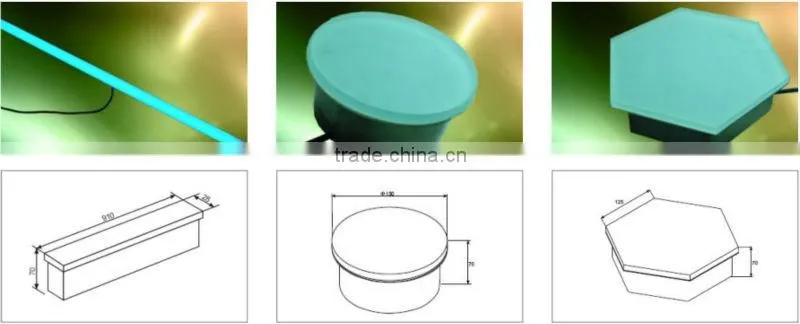 Outdoor landscape lamp flat glass brick 304Stainless Stell Ip67 RGB color changing led brick lights