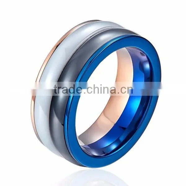 Anniversary, Christmas Gift, New Design Tungsten And Ceramic Combined Ring