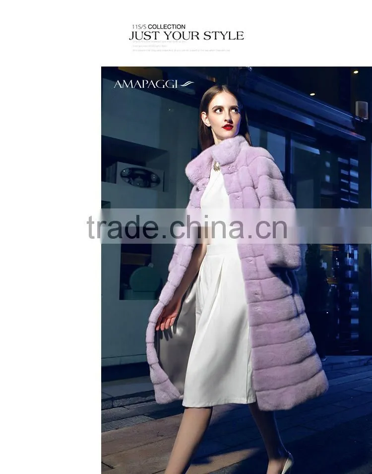 hot sale fashion long mink fur winter coat for overcoat
