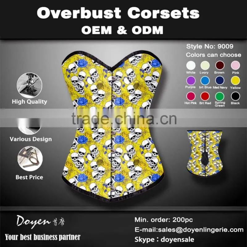 China wholesale Factory price women steampunk corset skull print waist training