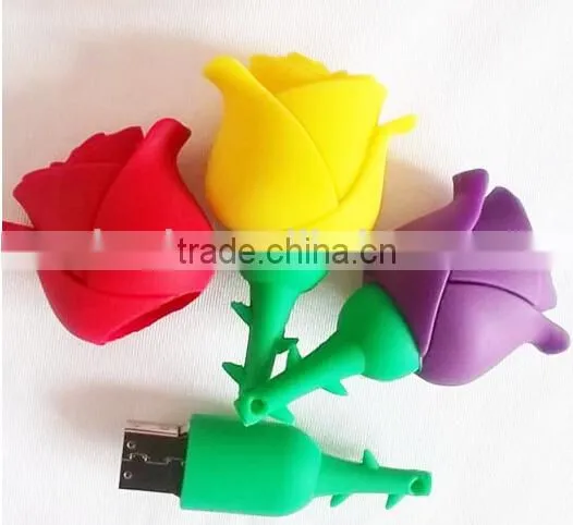 16GB Soft PVC Rose flower shaped usb flash drive wedding gifts factory price