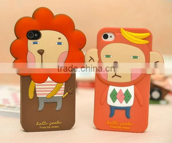 3D Silicone Animal Case for iPhone 4