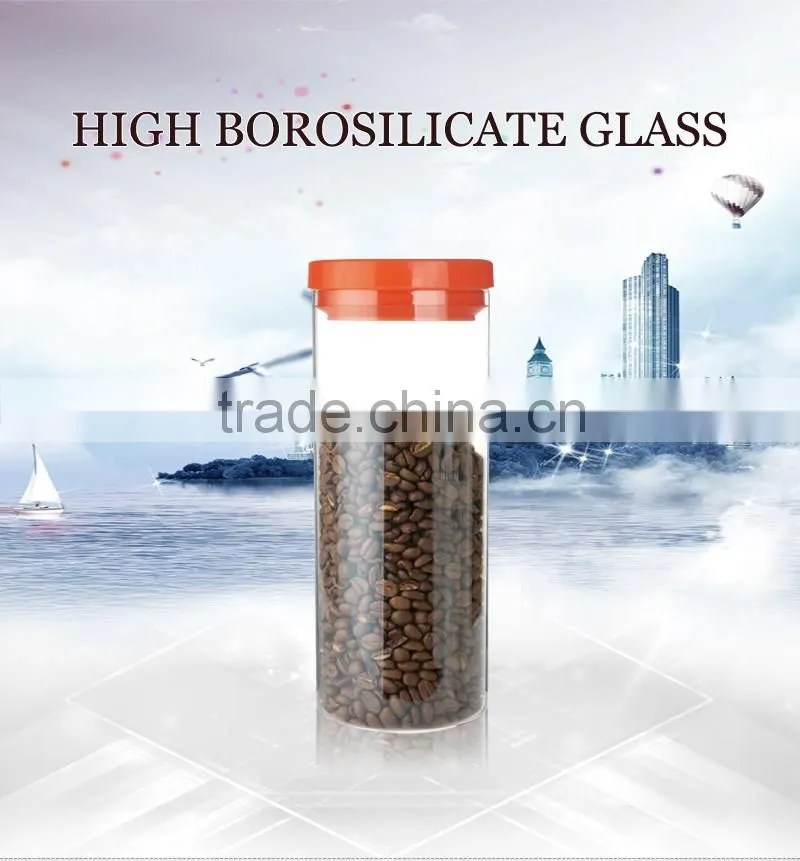 New product 1000ml pyrex glass storage jars with plastic lids OEM N6505