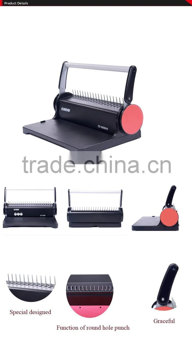 Basic type of comb binder with 21 rectangle and optional 4 round holes