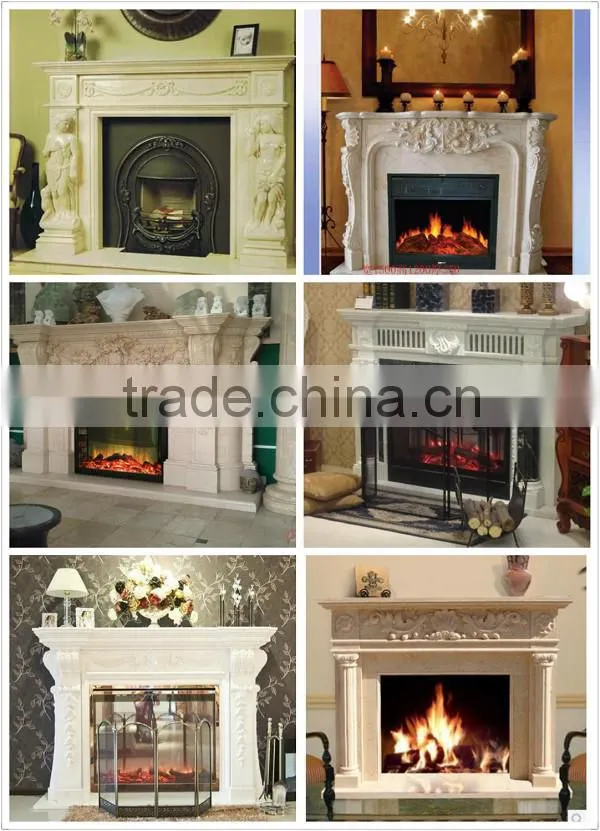 Laxury Design Statue Carved White Marble Fireplace Mantel