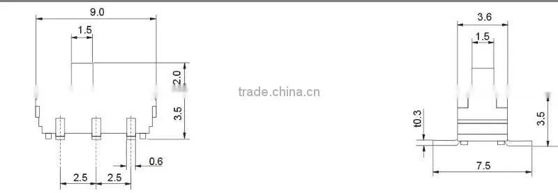 3 pin smd mini slide switch SS-2235S