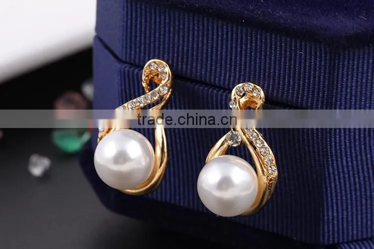 Small Order China Wholesale necklace with pearl earring gold 3pcs jewelry set korean