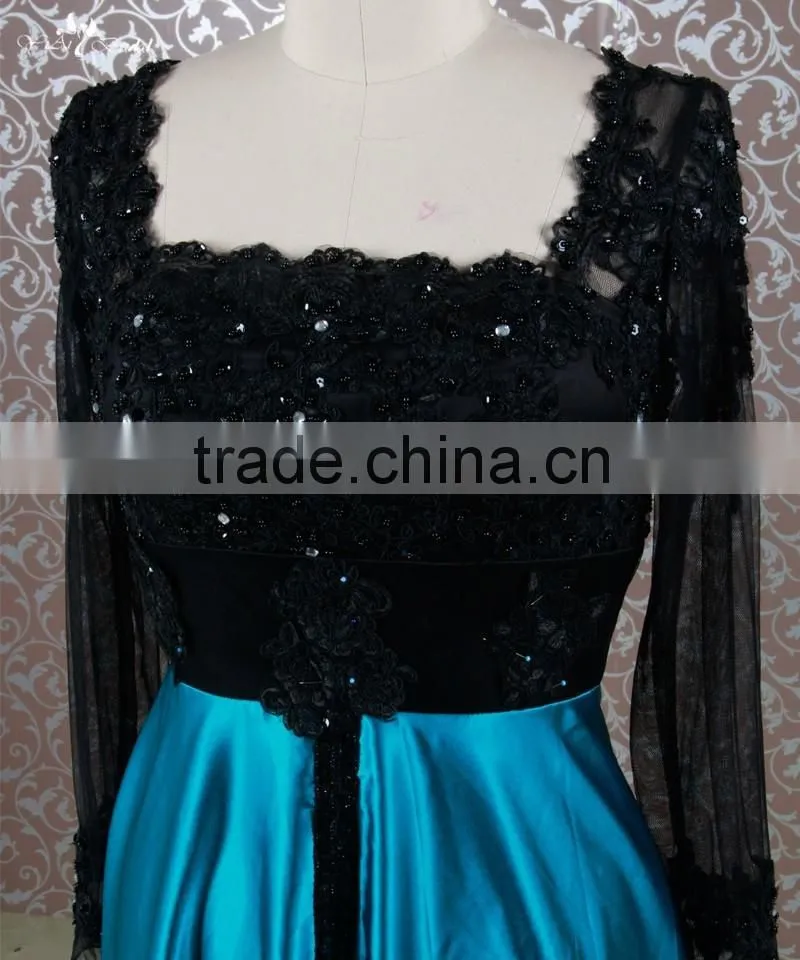 RSE647 Black And Peacock Blue Chinese Wedding Dress Tall Mother Of The Bride Lace Dresses Beach Wedding Dress Navy Blue