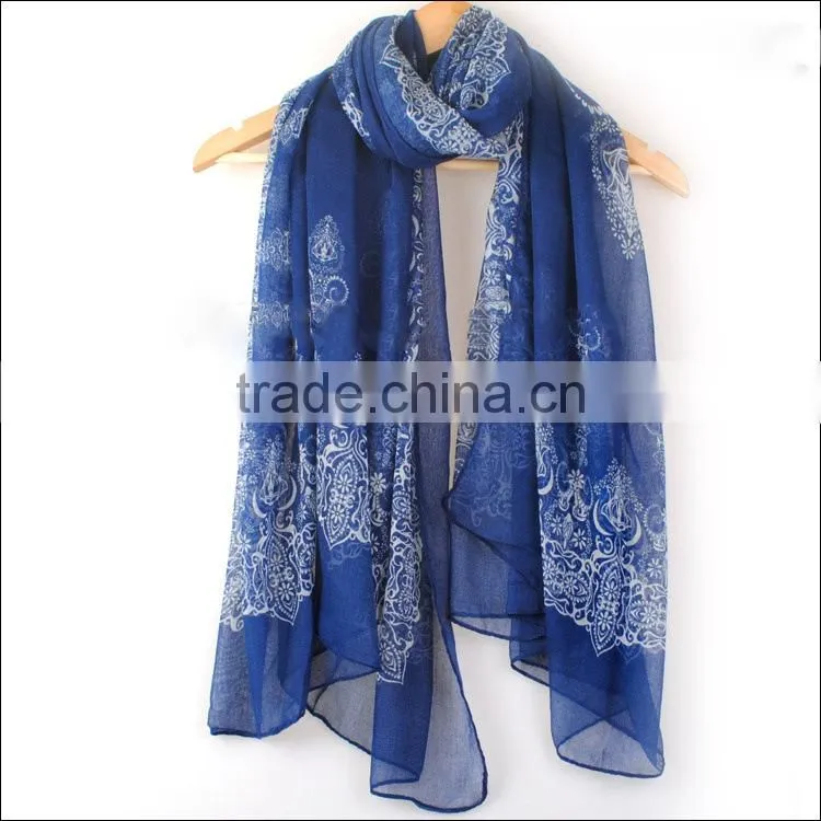 2016 New Fashion Viscose/Velvet Chiffon Scarf (BRZ036-2)