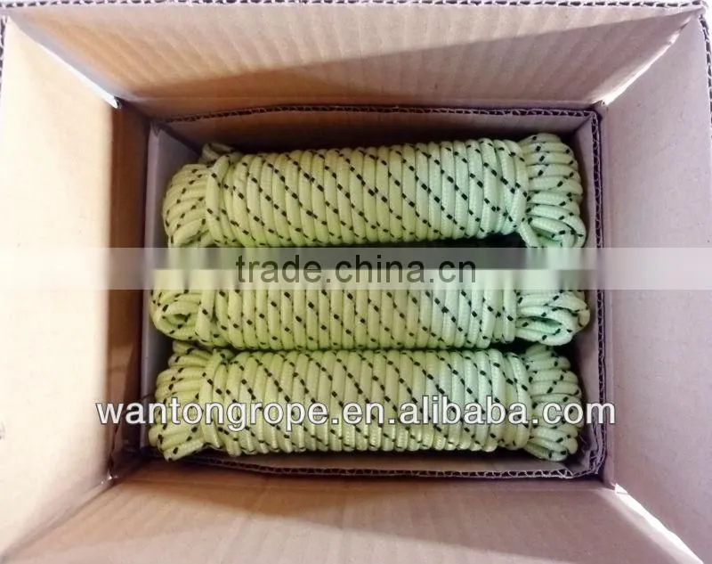 Glow-In-The-Dark Camping Tent Rope Green & Black 1/4 Inch x 50 Feet
