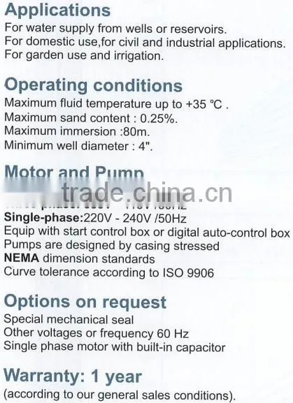 CE certified best electric submersible pumps brands 4SD2