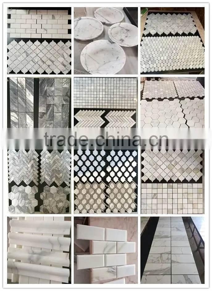 Strip white marble mosaic tile