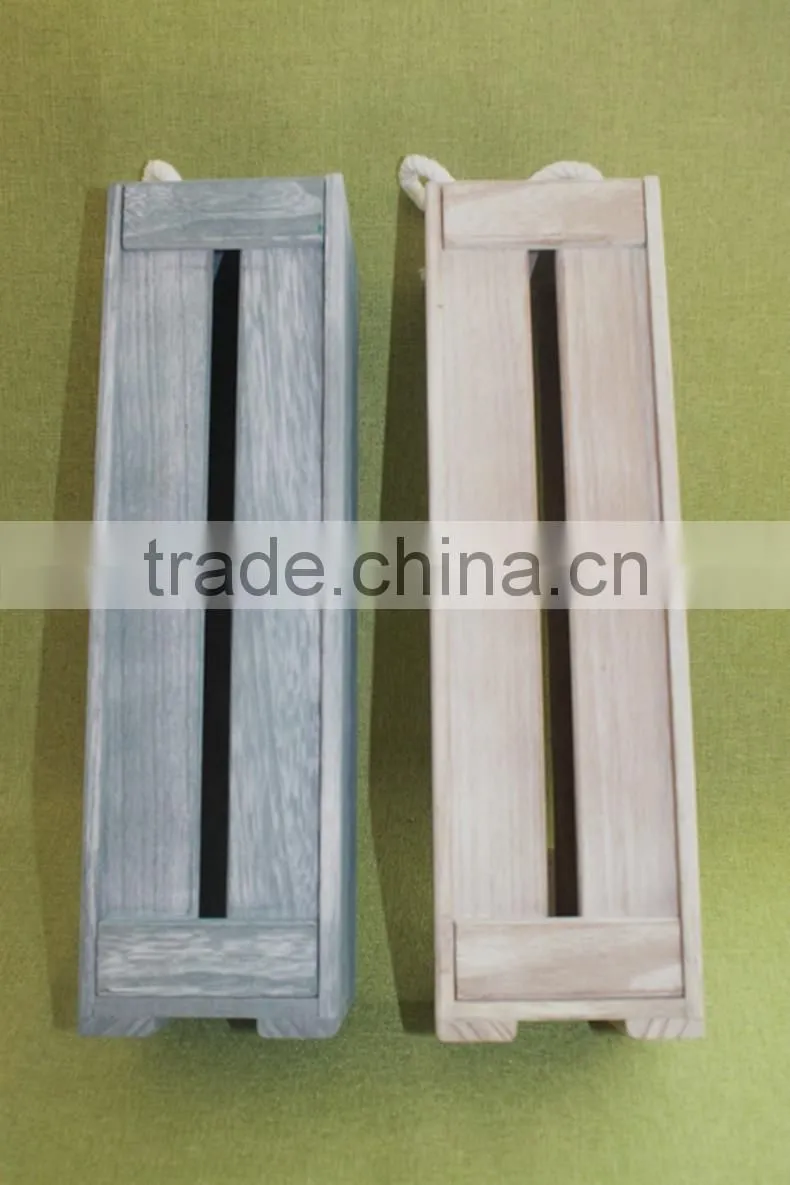 Vintage handmade cheap wooden wine bottle gift packing laths boxes with slide lid