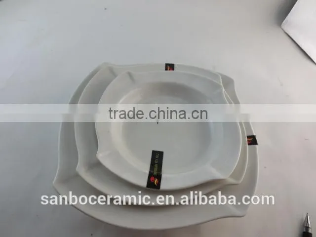Wholesale White Porcelain Dinner Soup Plate Set Rhombus-Shaped