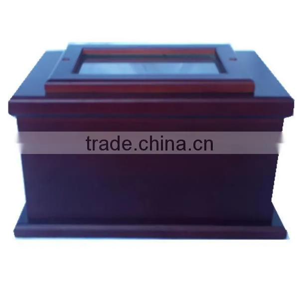 Simple design wholesale wooden urn box for ashes with circle sunken