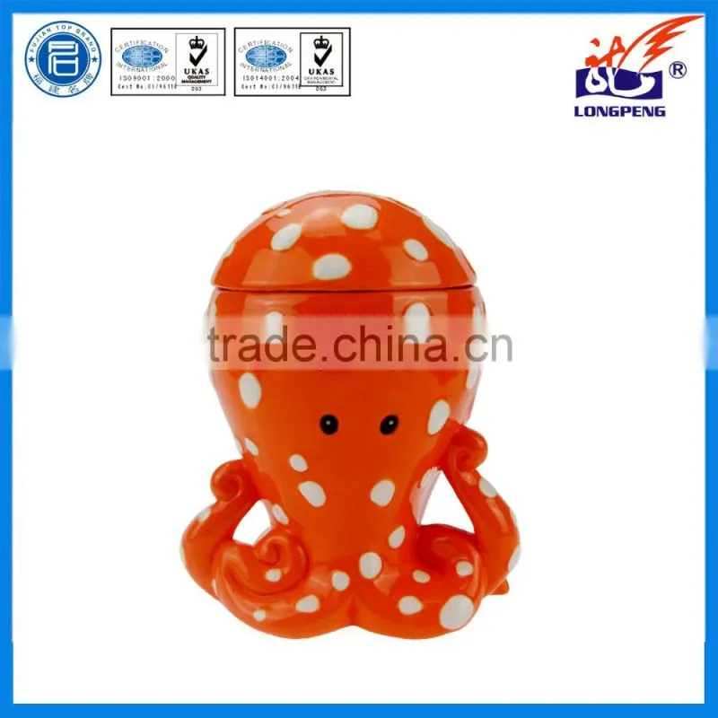 Ocean series ceramic octopus cookie jar with lid,multicolor