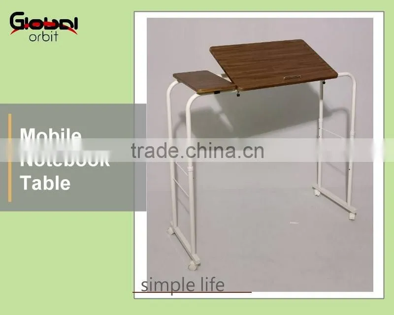High quality office laptop table with wheels, mobile computer table cart