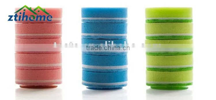 Multicolor Double Sided Cleaner Dishwashing Round Sponge Pads with Suction Cup Pack