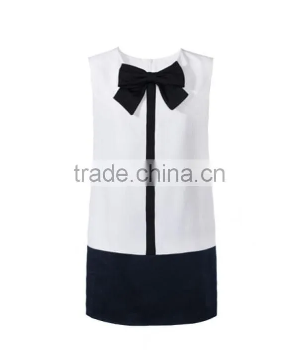 new fashion women's clothing best price high quantity with a bowknot embellish tops
