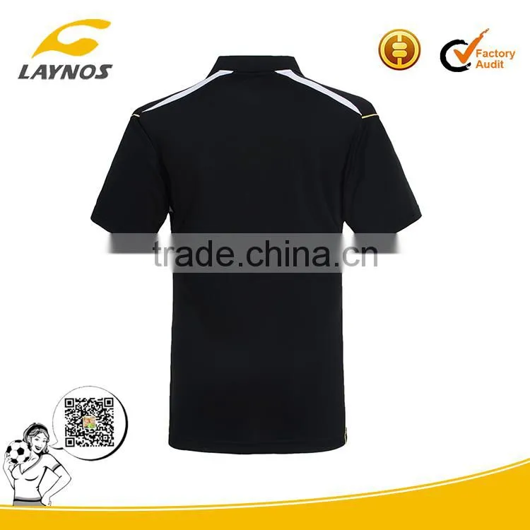 Black polo t-shirt with three botton