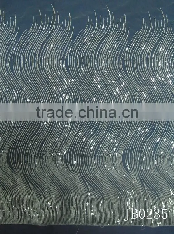 Promotional embroidery sequins and beaded lace trim for wedding dress With Bottom Price
