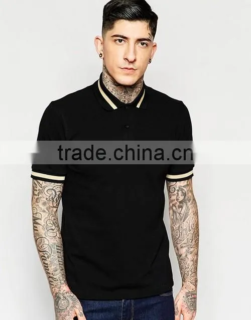 High quality casual fit men black pique polo shirt manufacturer in China