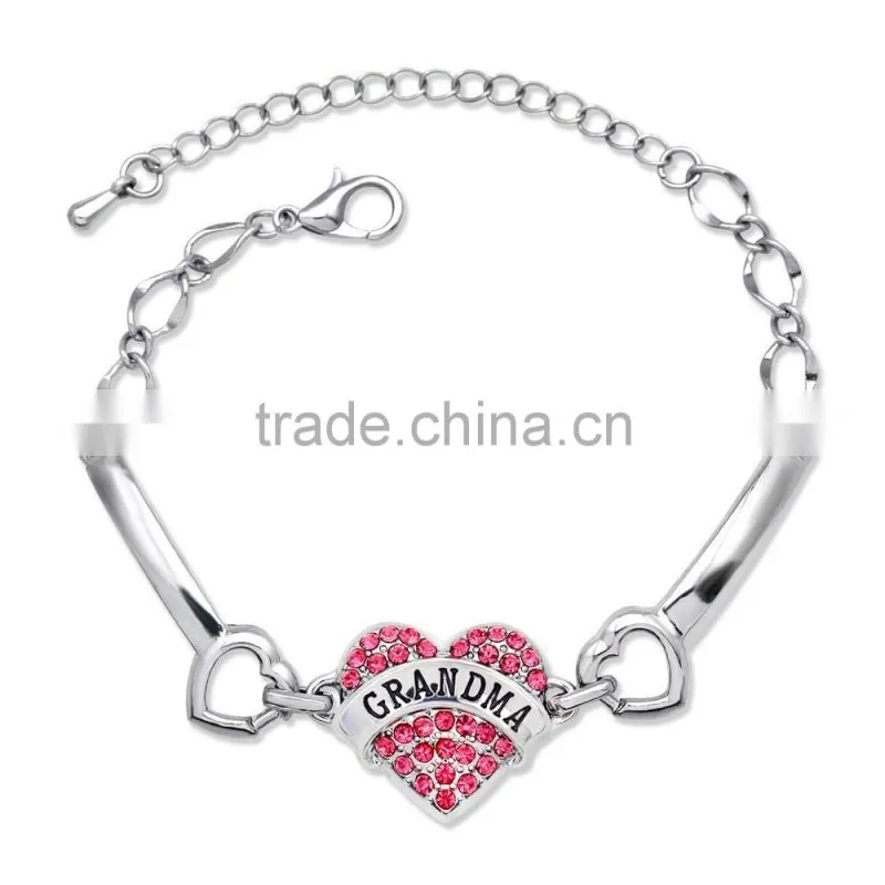 2016 love family member bracelet zinc alloy heart bracelet for dear aunt bracelet free sample