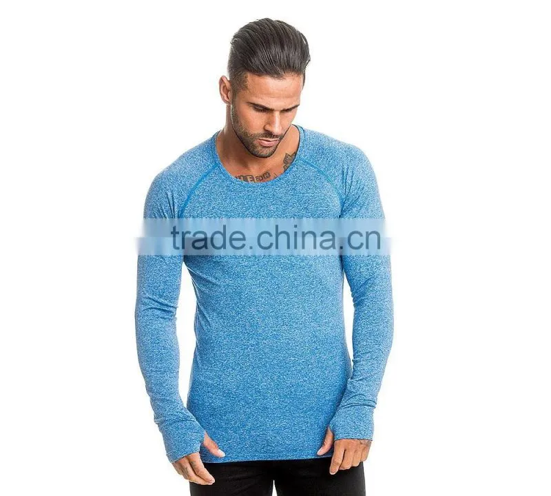 Longline blue tri blend t shirt slub t shirt custom logo gym fitness t shirt