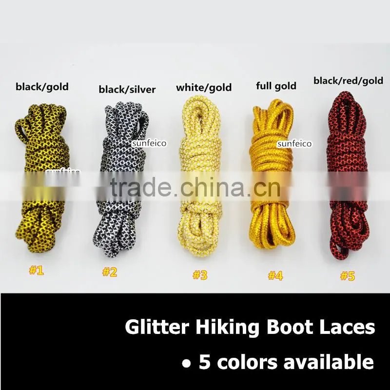2016 Bulk Sale Custom Round Rope Glitter Shoelace~Glitter Yeezy Logo Tip Lace~Custom Colorful Sports Metallic Glitter Rope Laces