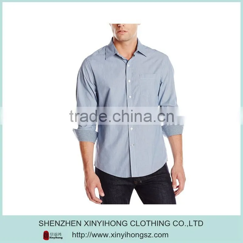 Custom Casual Style 100% Cotton Long Sleeve Pocketed Shirts For Men