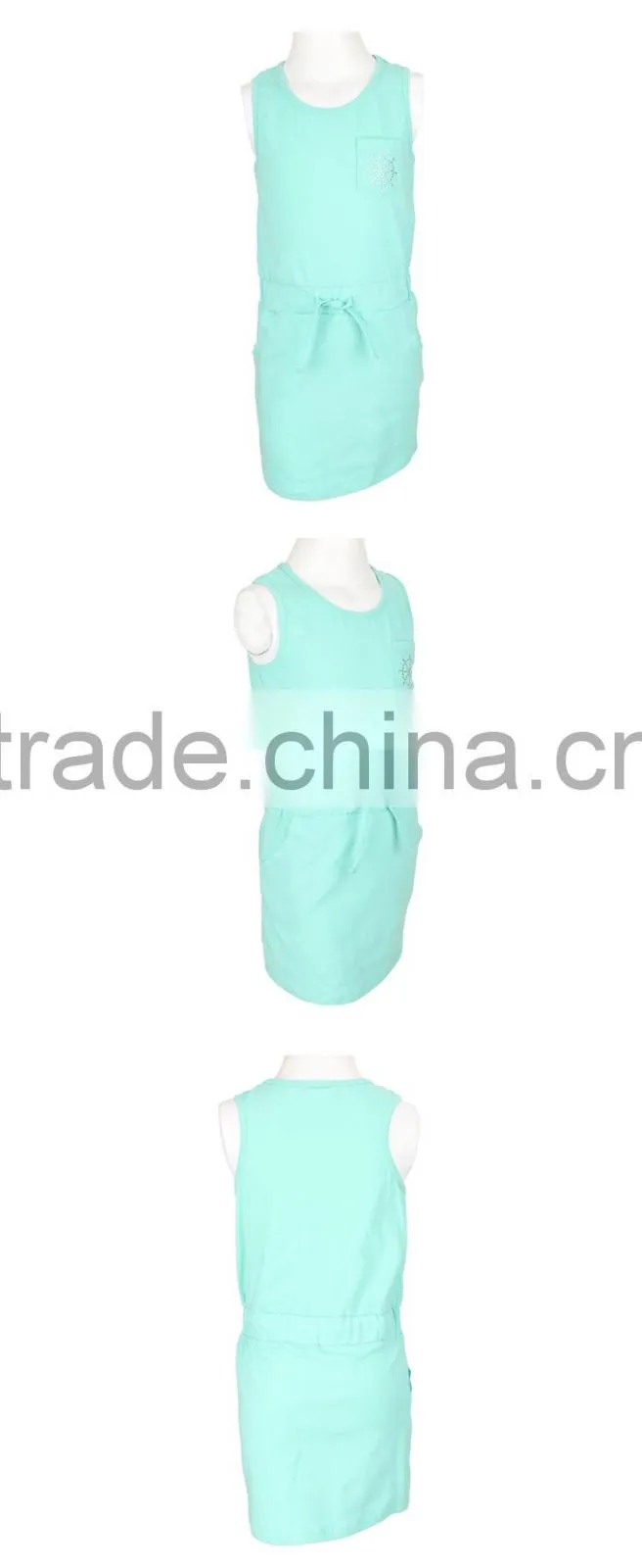 100% Cotton New Model Summer Sleeveless Flower Girls' Dress with Custom Available