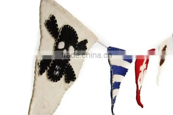 Felt So Good Jolly Roger Pirate Bunting, Nautical Garland Sea Ship Bunting