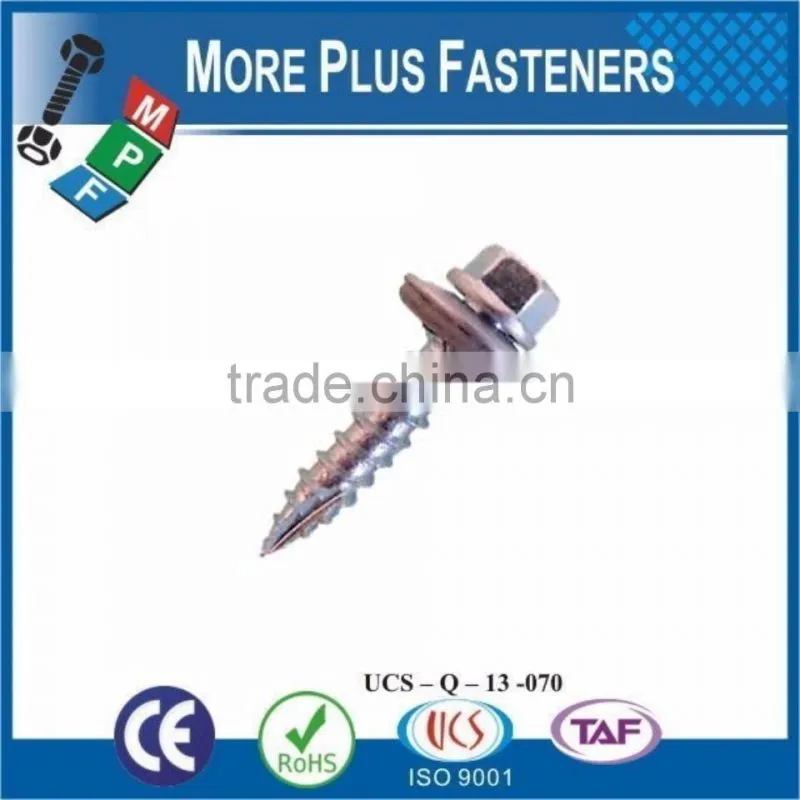 Made in Taiwan Stainless Steel Hex Head Washer Head Sheet Self Drilling Sheer Metal Screw Dimension