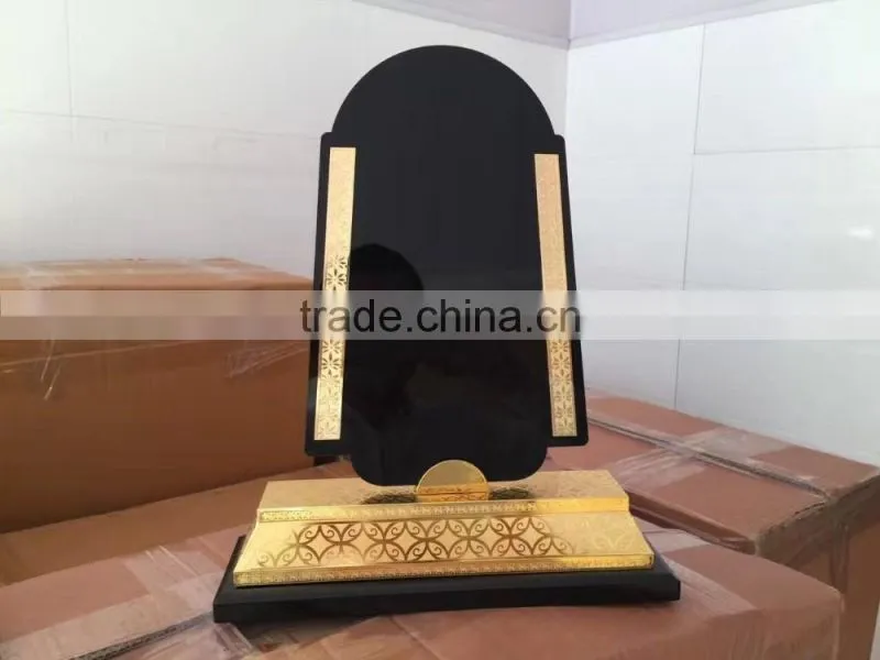 2017 New design black acrylic metal gold plated trophy with metal wooden base JKC-014