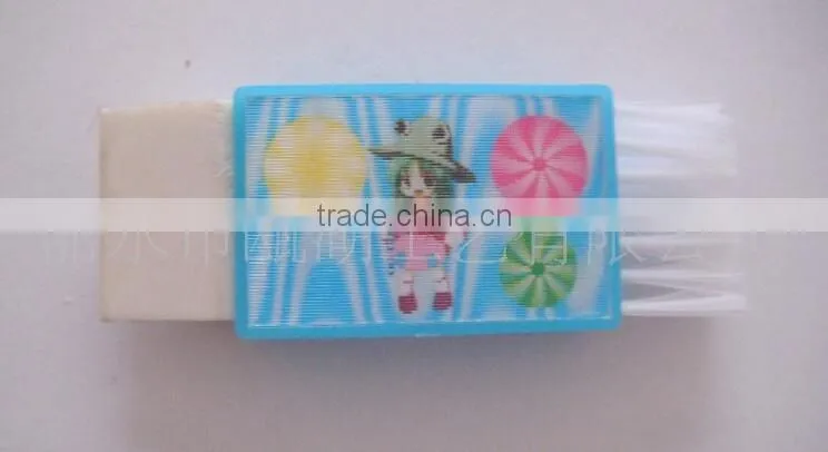 Plastic sharpener with eraser and brush