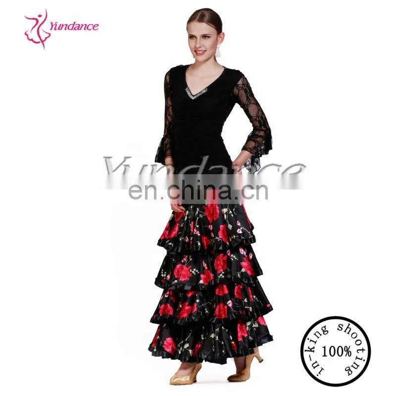 AB023 Dance practice fuffly waves flamenco dress