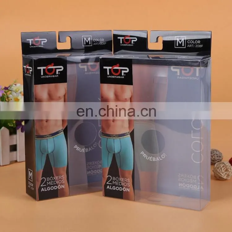 Direct factory manufacture customized cuting folding clear PVC/PET plastic box with handle hole for underwear clothes