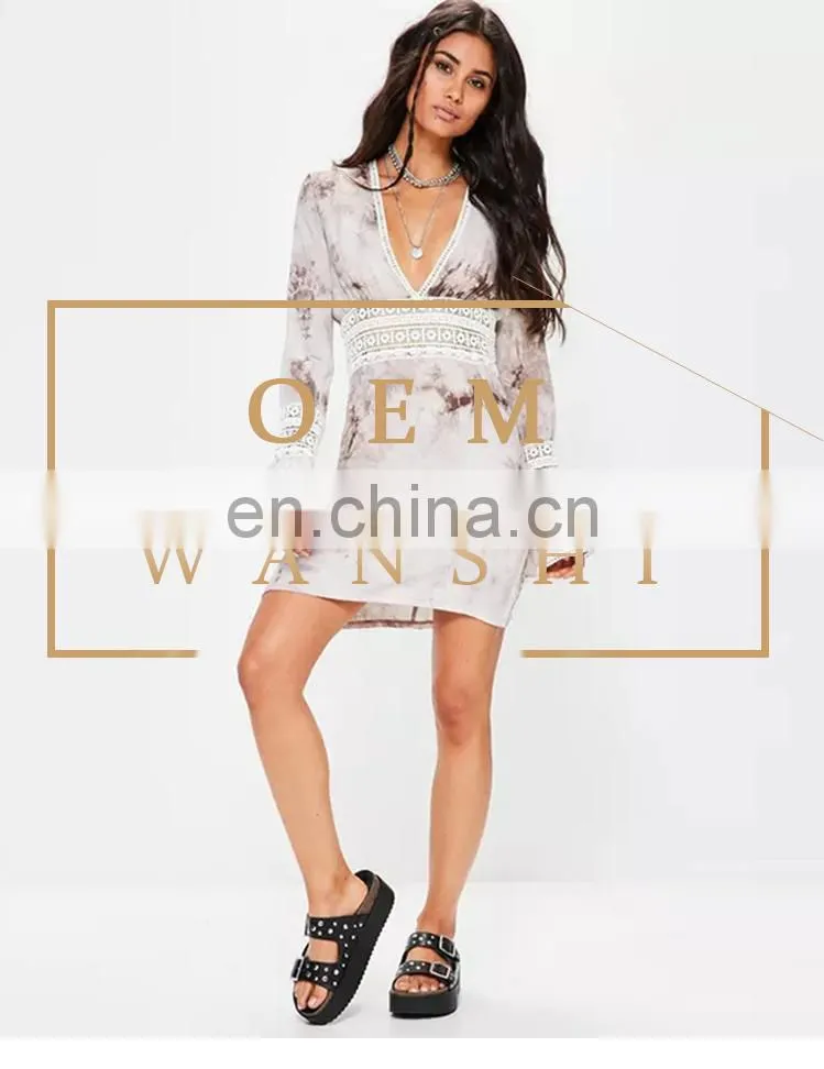 new design summer women white flared sleeve sexy mini swing dress