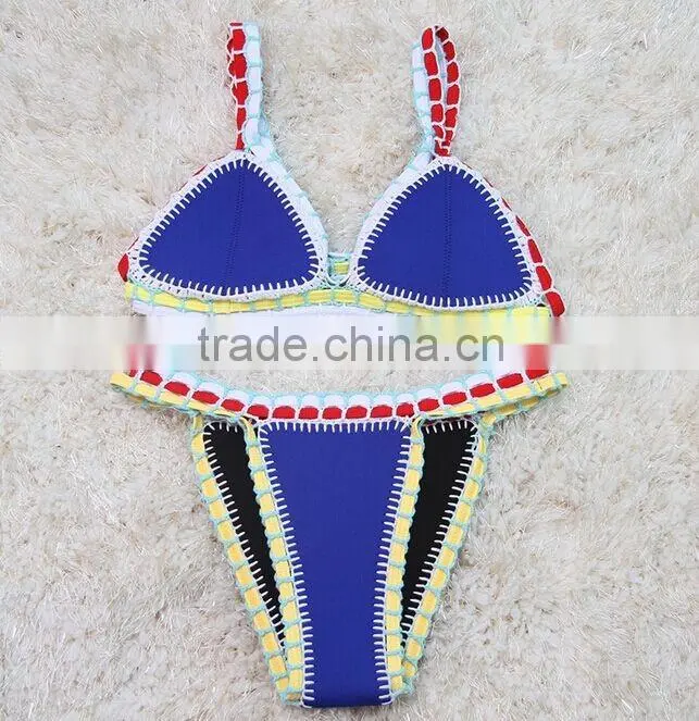 2016 best selling Colorfull neoprene Sexy european style bikinis Women's Bikini Style