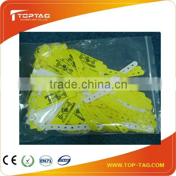 Transparent Waterproof RFID PVC Wristband for one-time use