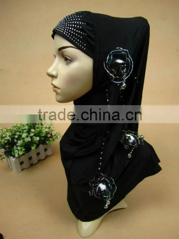A527 newest design one piece muslim long HIJAB 4 flowers islamic hijab